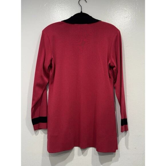Exclusively Misook Open Front Pink Fuchsia Cardigan Women's Size Small Black - Picture 2 of 6